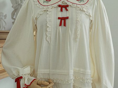 Strawberry Embroidery Long Sleeve Blouse Online