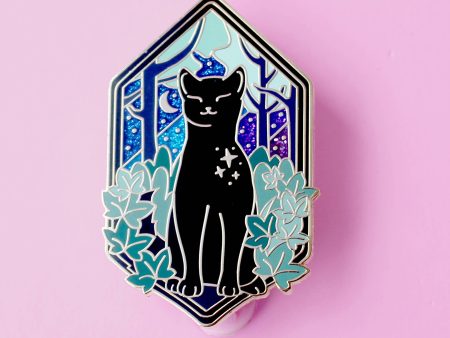 Forest Cat Art Nouveau Enamel Pin Online Hot Sale