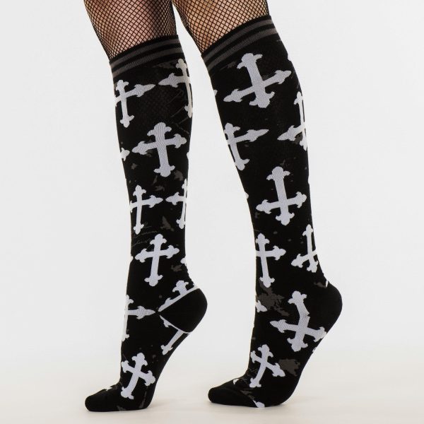 Gothic Crosses Knee High Socks Online now