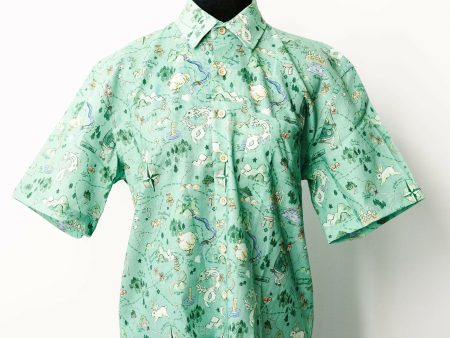 Map of a Fabled Land Button Down Shirt in Linen Rayon Cheap