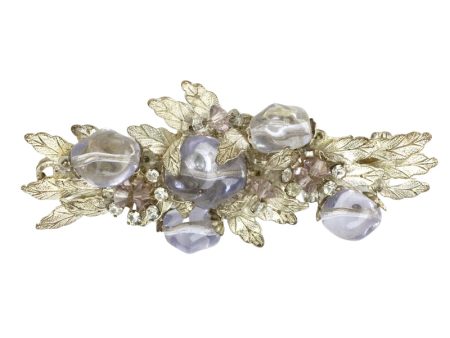 Amethyst & Diamanté Silver Leaf Brooch by Miriam Haskell Online now