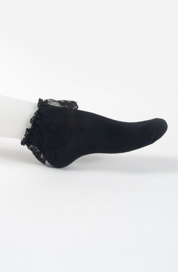 Instant Shipping! Ankle Socks with Lace in Black Online Hot Sale