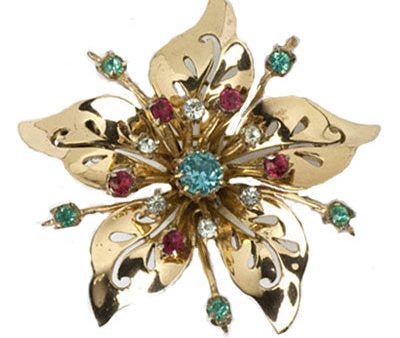 Gemstone & Vermeil Flower Brooch Pendant Online