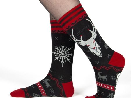 Beelzebuck Ugly Xmas Sweater Crew Socks Cheap