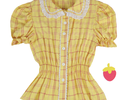 Blouse Happy Tartans Short Sleeve - Yellow Online