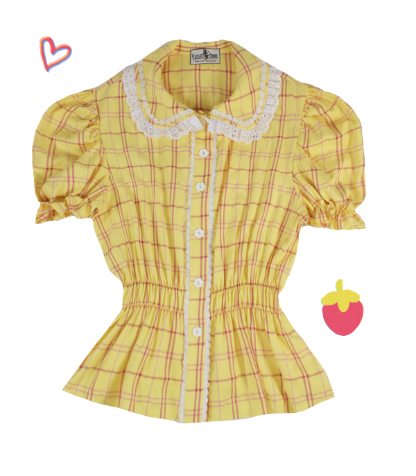 Blouse Happy Tartans Short Sleeve - Yellow Online