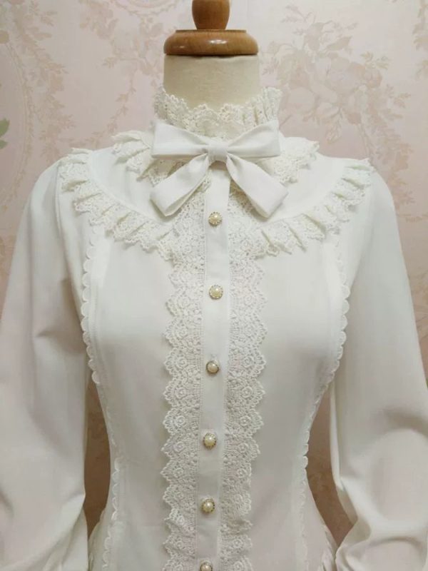 High Collar Venise Lace Blouse For Sale