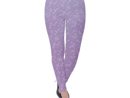 Fluffy Constellation Lavender Velvet Leggings For Sale