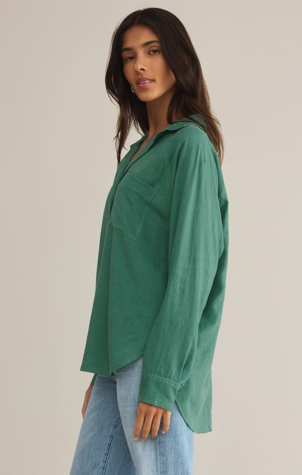 Z SUPPLY: Perfect Linen Top-Botanical Green For Cheap