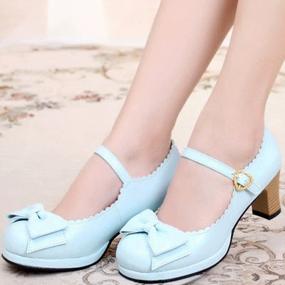 Single Bow Platform Heels Discount