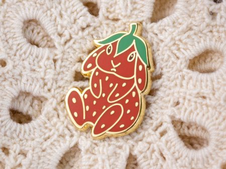 Strawbunny Enamel Pin on Sale