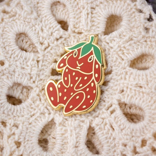 Strawbunny Enamel Pin on Sale