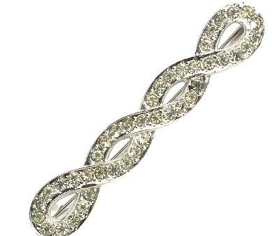 Diamanté & Sterling Twisted Bar Brooch by Dorsons Online now