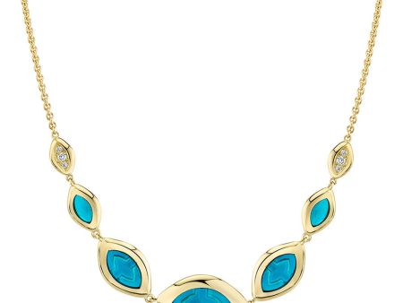 Blue Enamel and Cats Eye Graduated Link Necklace Supply