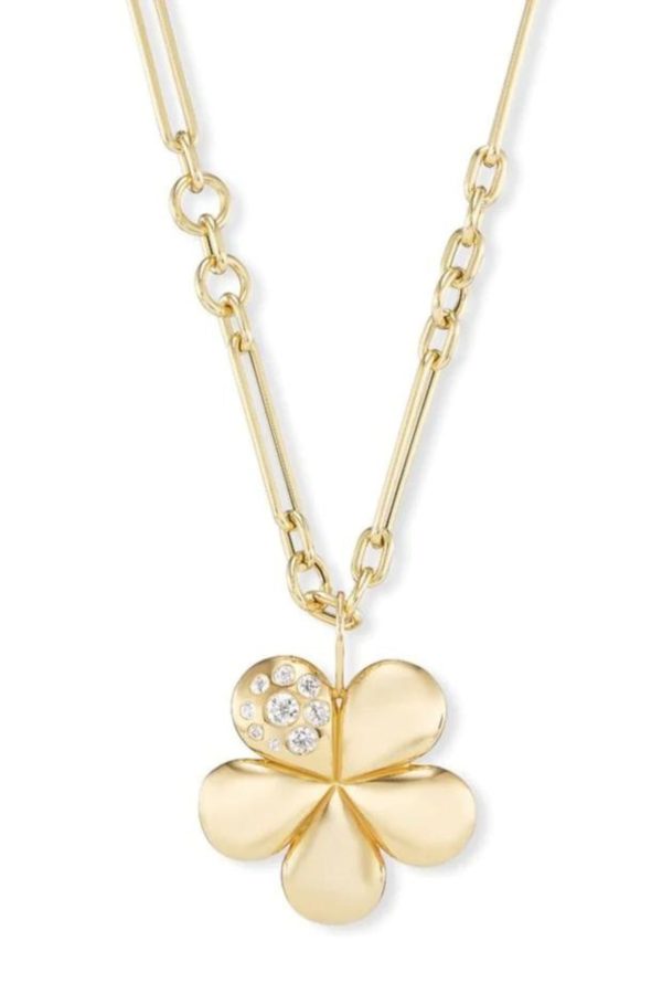 Brent Neale Medium Petal Flower Pendant with Single Diamond Petal on Sale