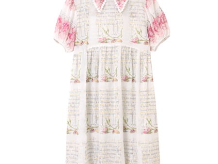 Antique Rose  Puff Sleeve Dress Fashion