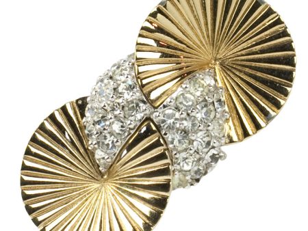 Gold Disk & Diamanté Brooch & Earrings Set by Pennino Bros. Discount