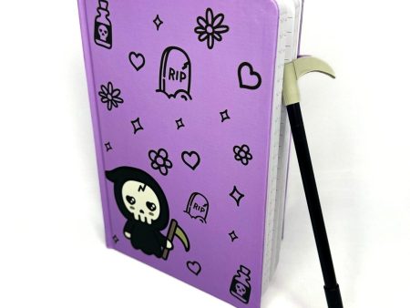 Pastel Goth Grim Reaper Journal & Scythe Pen Set Hot on Sale