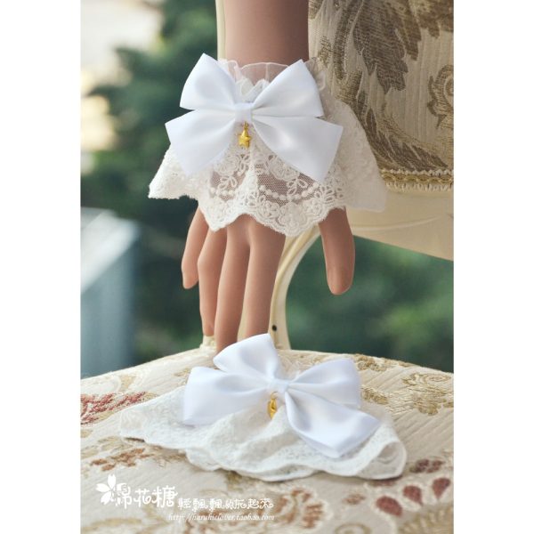 Star Drop White Lace Wristcuffs For Cheap