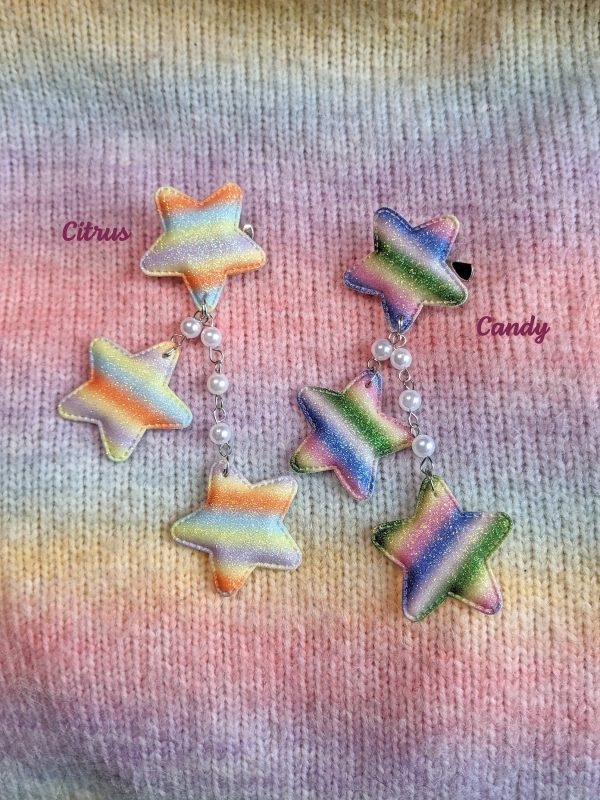 2-Way Striped Glitter Star Clips- Choose your color For Discount