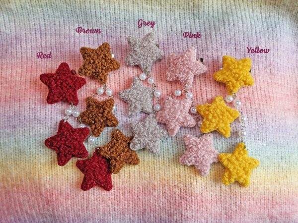 2-Way Fuzzy Teddy Bear Star Clips- Choose your color Online Sale