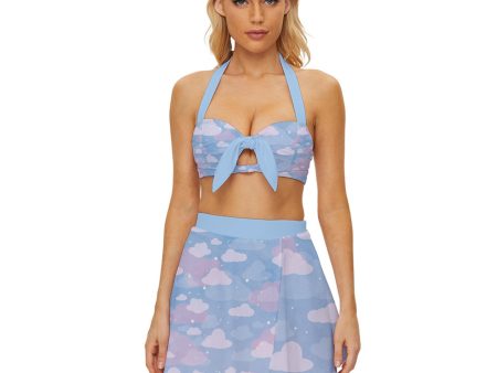 Starcrossed Skies Blue Vintage Halter Bikini Swimsuit Online now