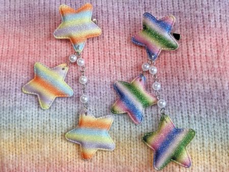 2-Way Striped Glitter Star Clips- Choose your color For Discount