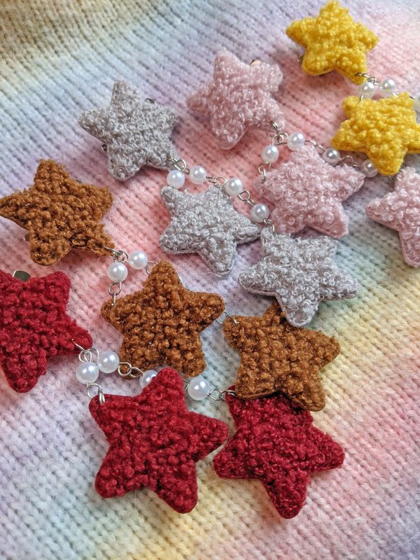 2-Way Fuzzy Teddy Bear Star Clips- Choose your color Online Sale