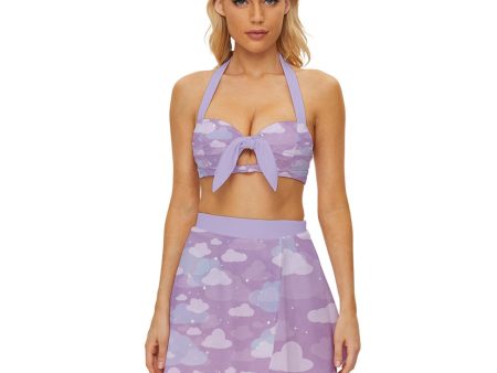 Starcrossed Skies Purple Vintage Halter Bikini Swimsuit Online