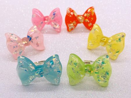 Instant Shipping! Glittering Bow Ring (6 Colors) For Cheap