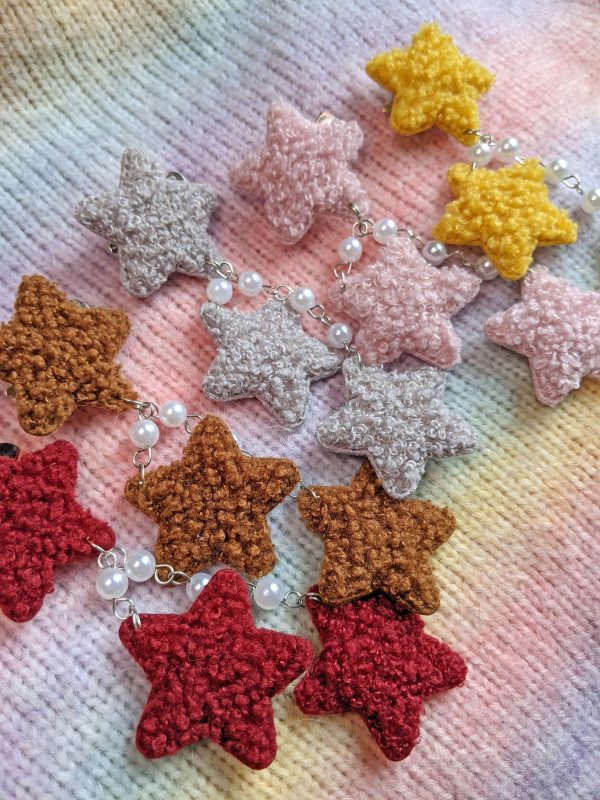 2-Way Fuzzy Teddy Bear Star Clips- Choose your color Online Sale