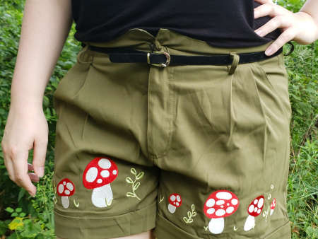 Embroidered Mushroom Shorts Hot on Sale