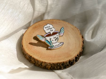 Books Coffee Fae  Enamel Pin Cheap